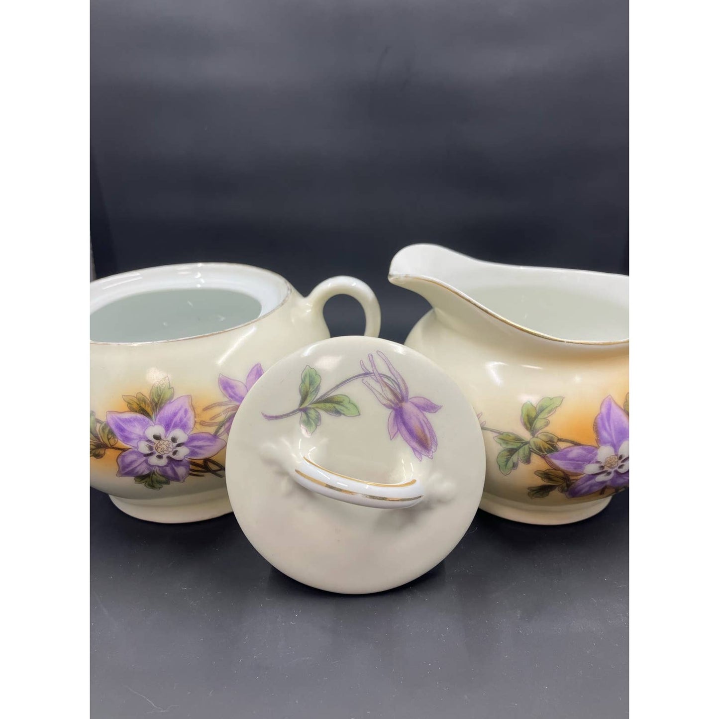 Antique ZS&Co Zeh Scherzer & Co Sugar & Creamer Set. Trimmed in Gold. Circa 1880-1918