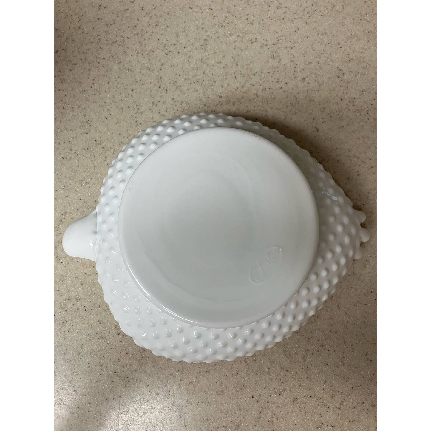 Fenton Milk Glass Hobnail Tight Crimped Edge Nappy
