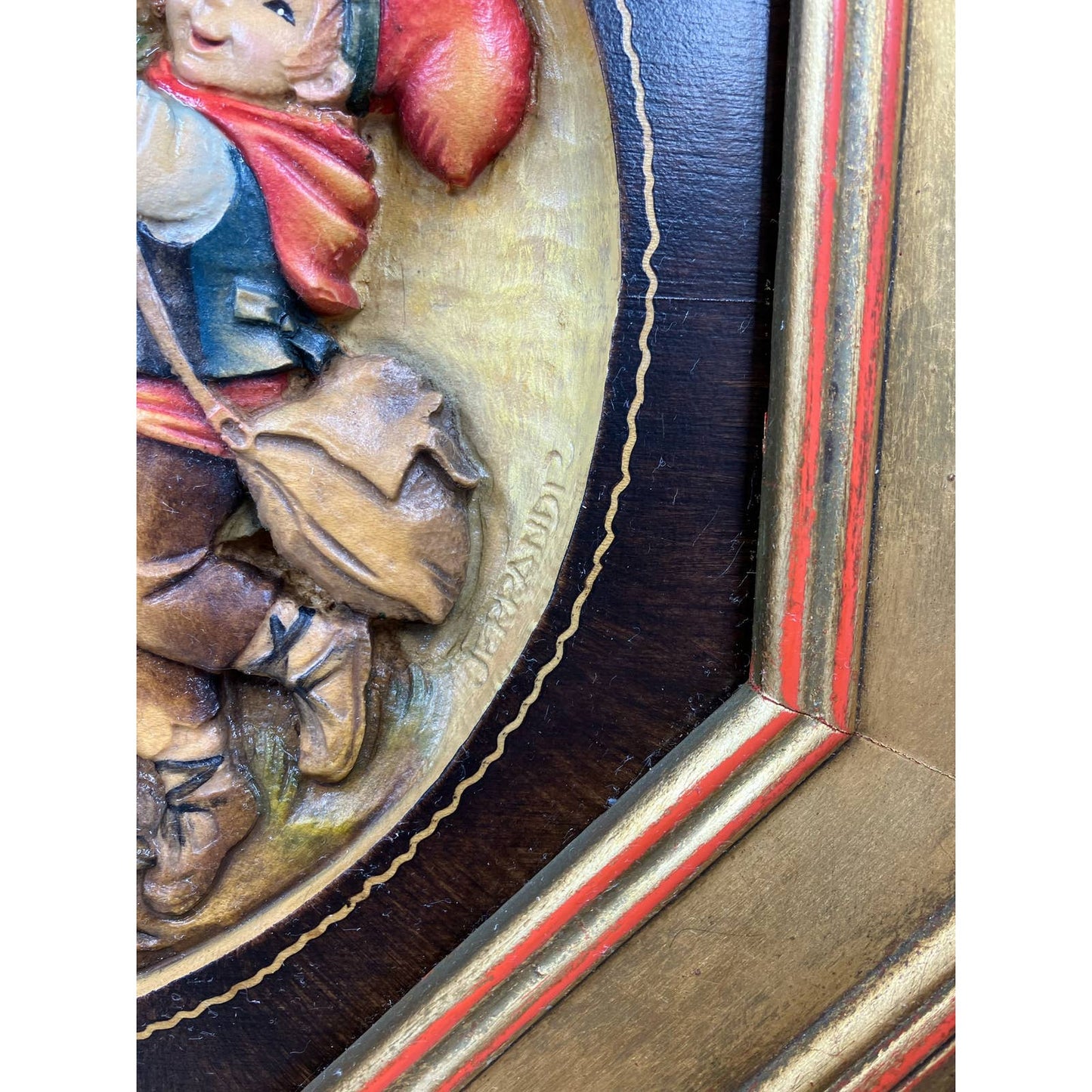 Anri Ferrandiz Carved Wood Wall Plaque/Spring Time Made In Italy