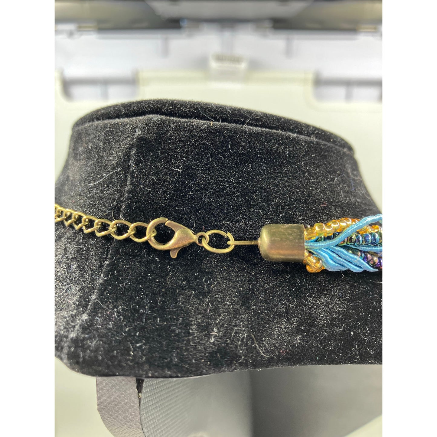 Vintage Bohemian Look Statement NecklaceTurquoise Boho Twist Woven Beaded Rope Chunky Chain With Rhinestone Pendant