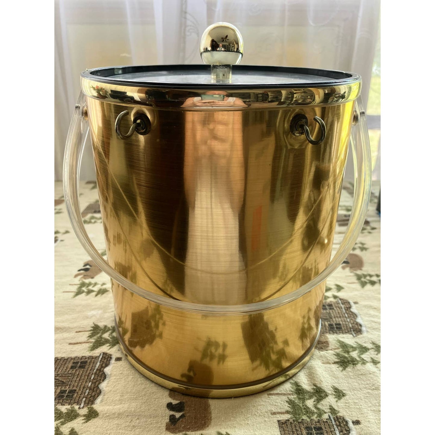 Mid-Century Modern Gold and Lucite Ice Bucket
