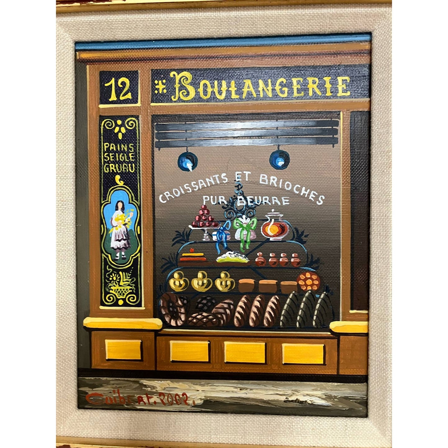 Framed French oil painting signed Guibert dated 2002, Set of 2