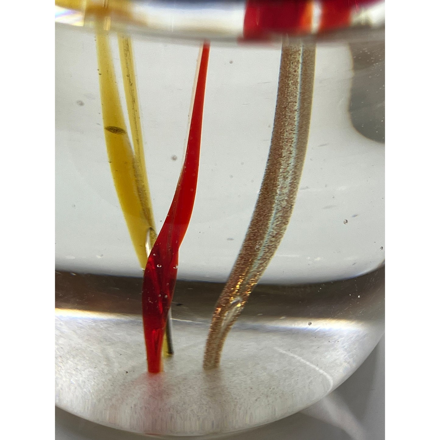 Blown Glass Mushroom Red, Brown & Copper sparkles with Flower Stems Flowing Downward