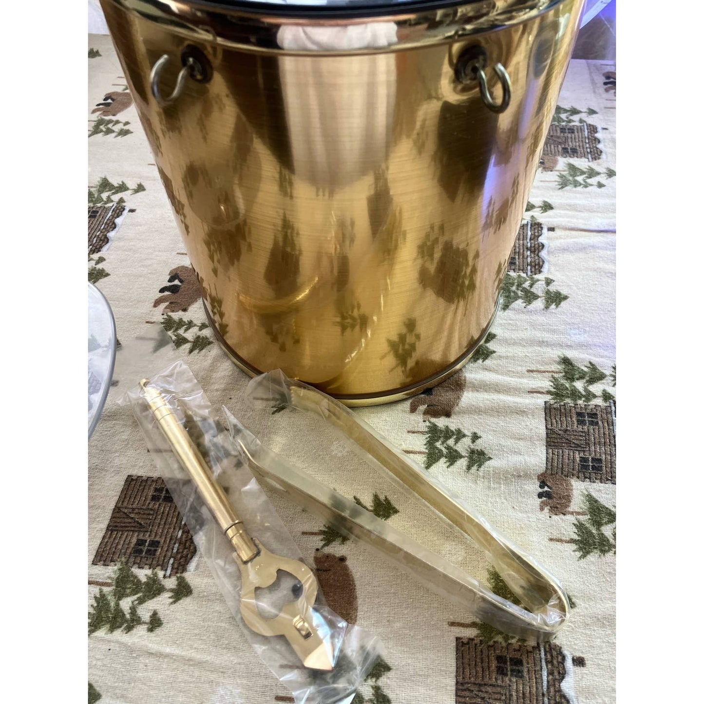 Mid-Century Modern Gold and Lucite Ice Bucket