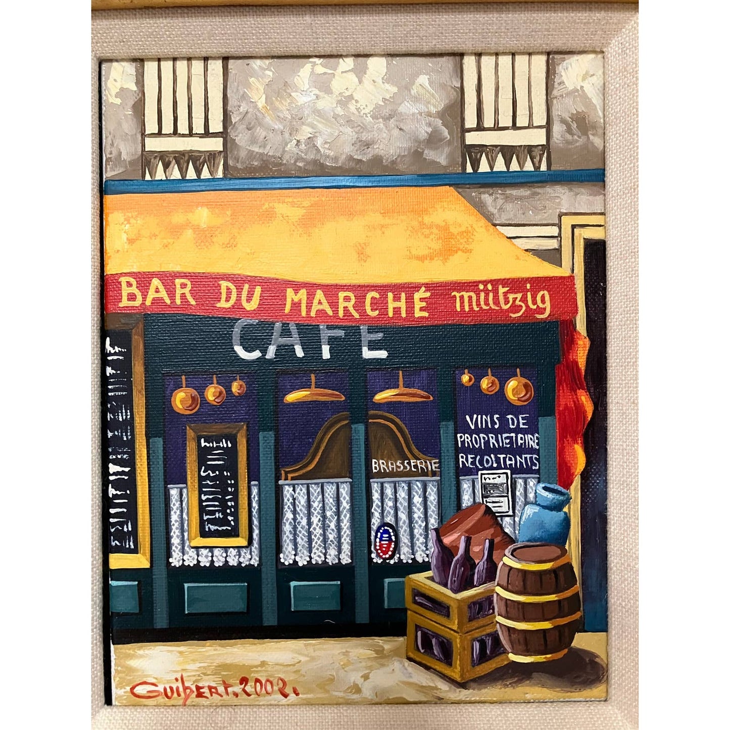 Framed French oil painting signed Guibert dated 2002, Set of 2