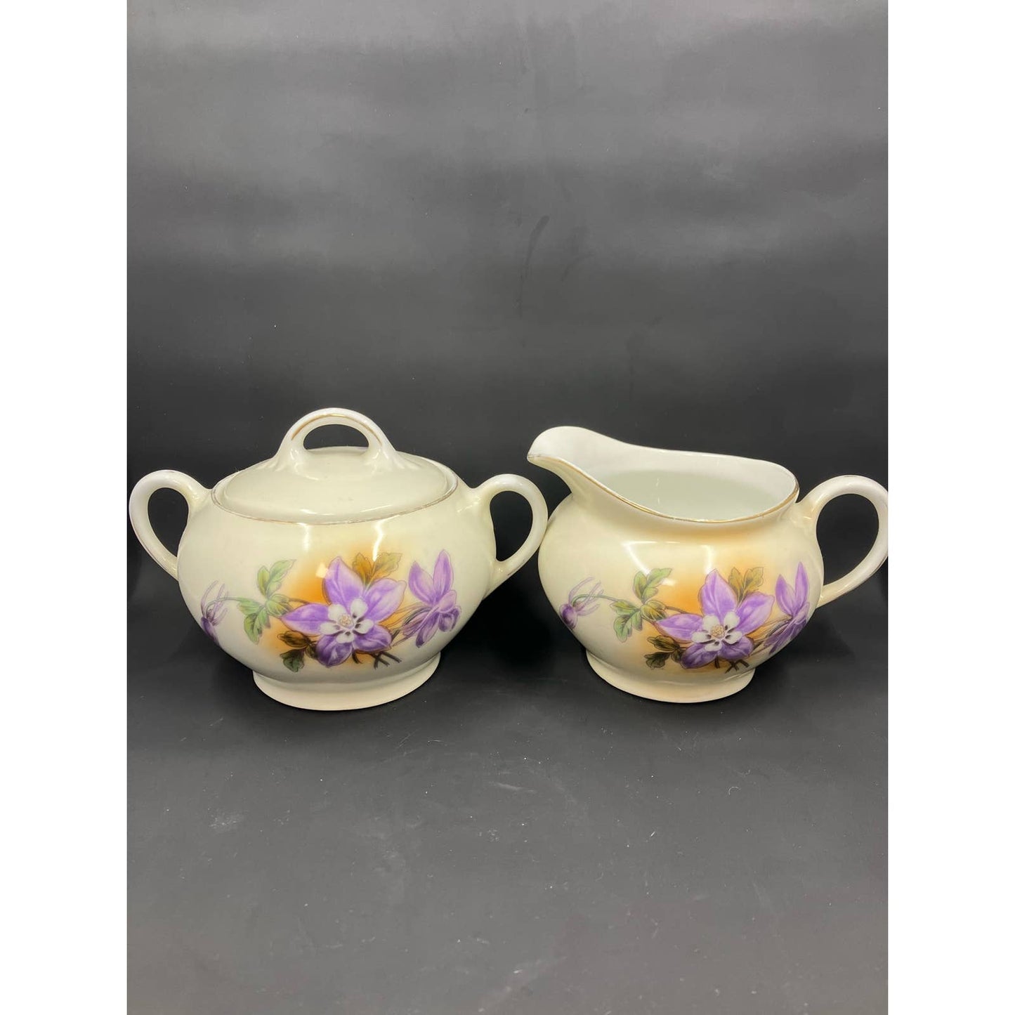 Antique ZS&Co Zeh Scherzer & Co Sugar & Creamer Set. Trimmed in Gold. Circa 1880-1918