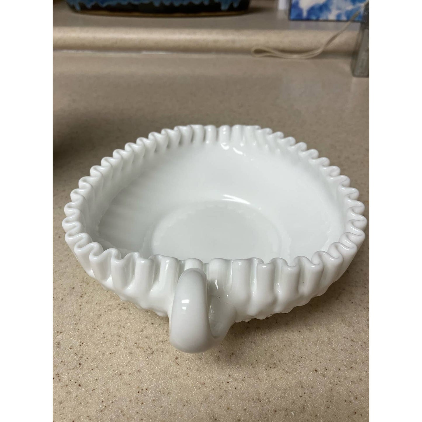 Fenton Milk Glass Hobnail Tight Crimped Edge Nappy