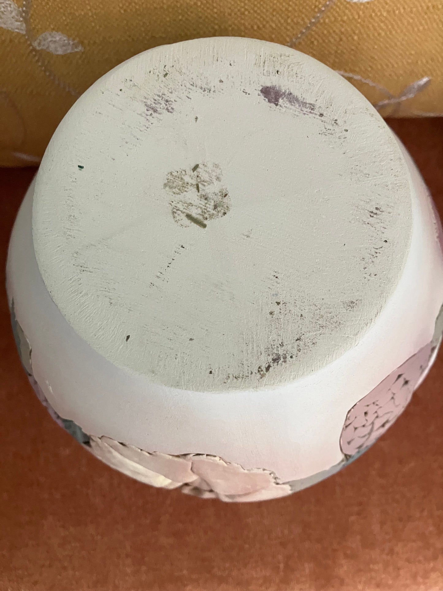 Original Art Clay Vessel Signed by Artist John Davis 8” x 8” Sculpted Inlaid Florals.