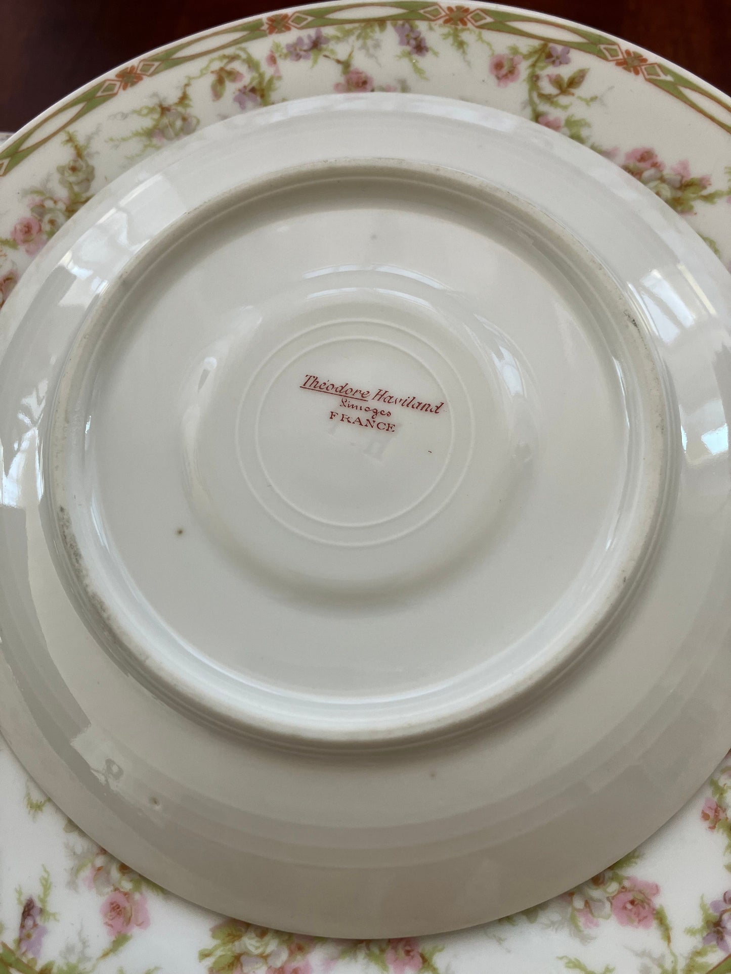 Rare Pattern Theodore Haviland Limoges 3 Piece Bone China Set, Schleiger 152A Pattern, Circa 1916