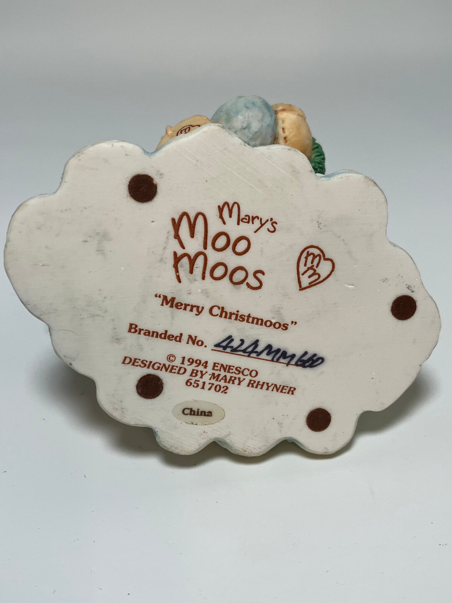 Mary's Moo Moos "Merry Christmoos" 1994 Enesco Christmas Figurine