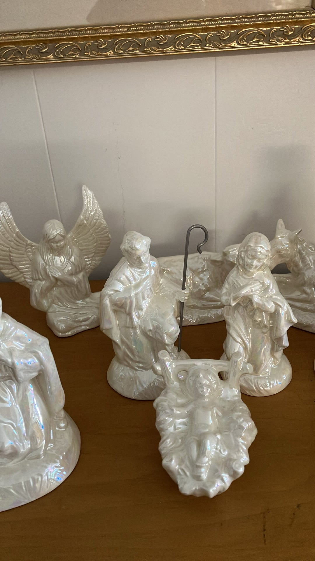 Atlantic Mold 19 Piece Iridescent Glazed Ceramic NATIVITY SET