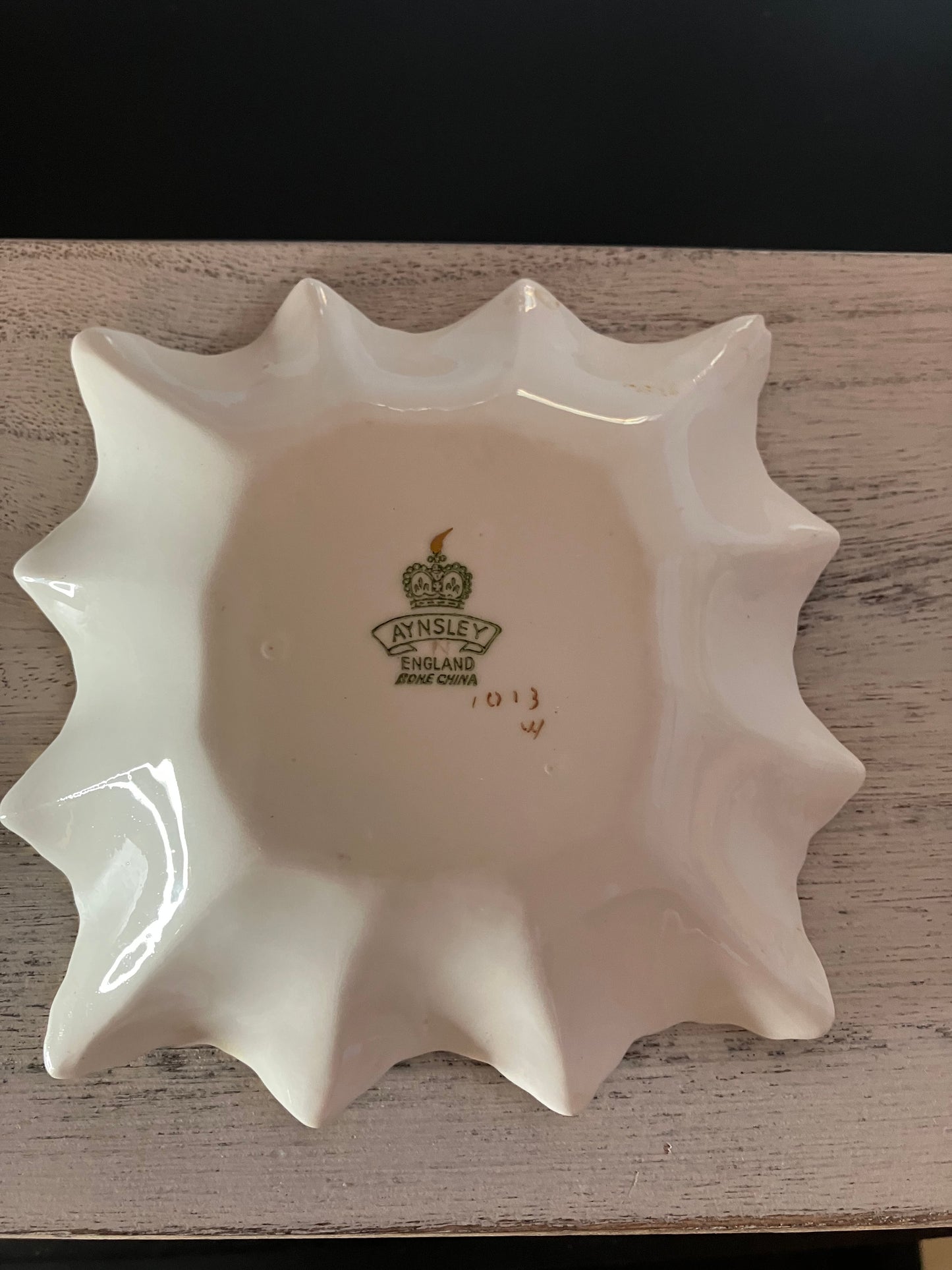 Vintage Orchard Gold by John Ansley Square Scalloped Edge Trinket Dish Signed by D Jones