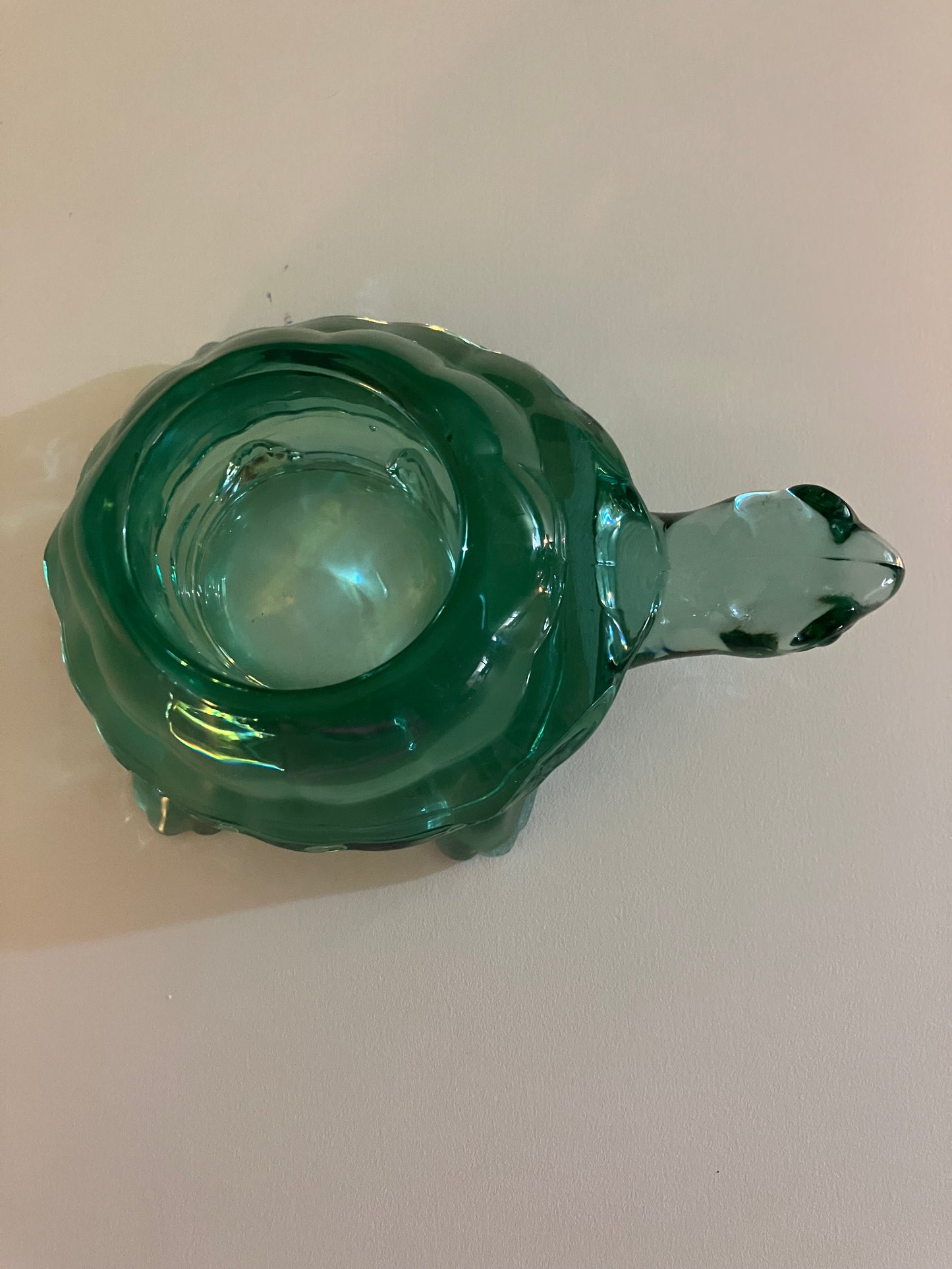 Vintage Indiana Glass Turtle Votive Candle Tea Light Holder / Paperweight, Spanish Green, Heavyweight, Art Glass