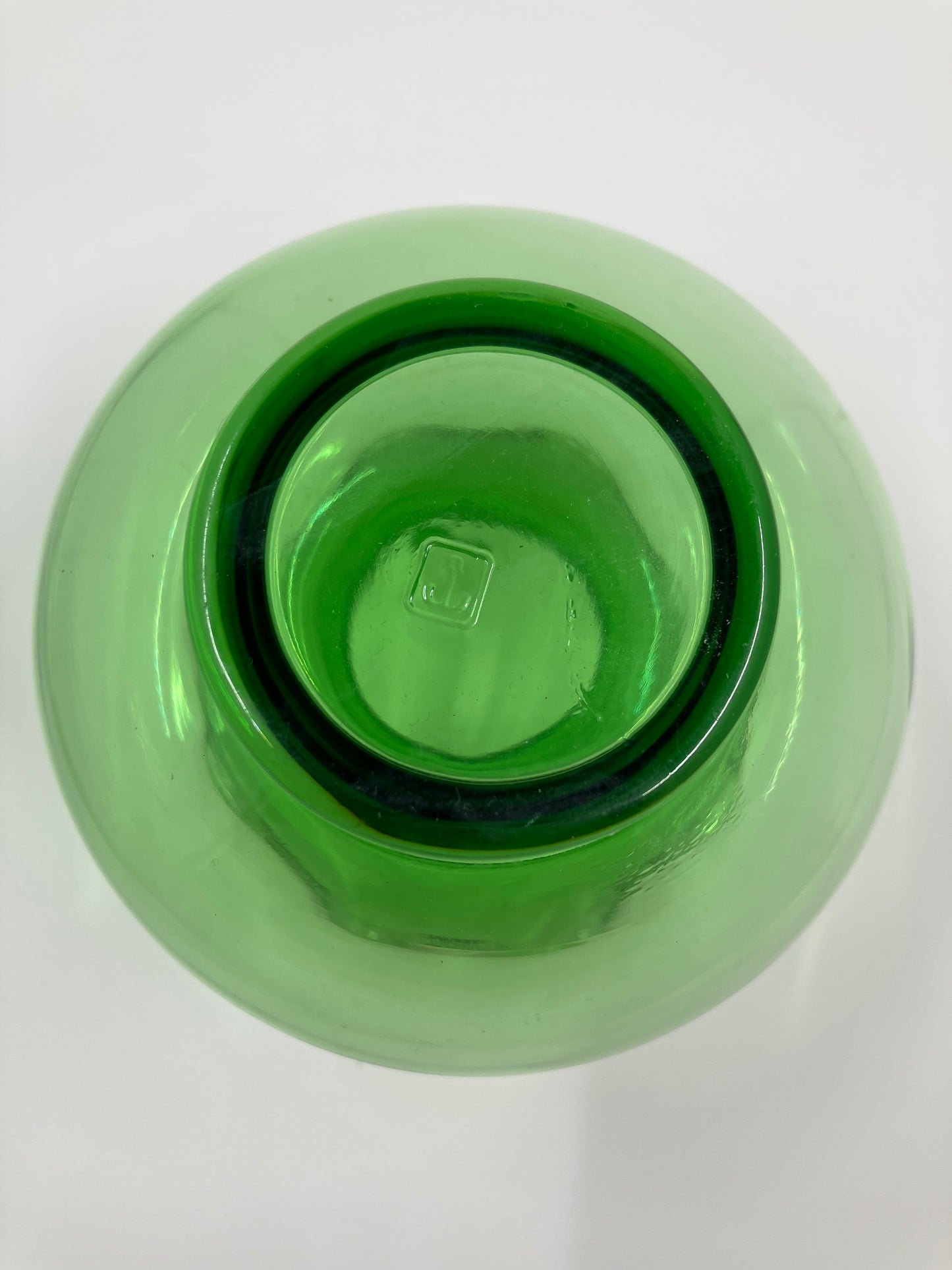 Anchor Hocking Clear Green Ruffled Edge Glass Vase