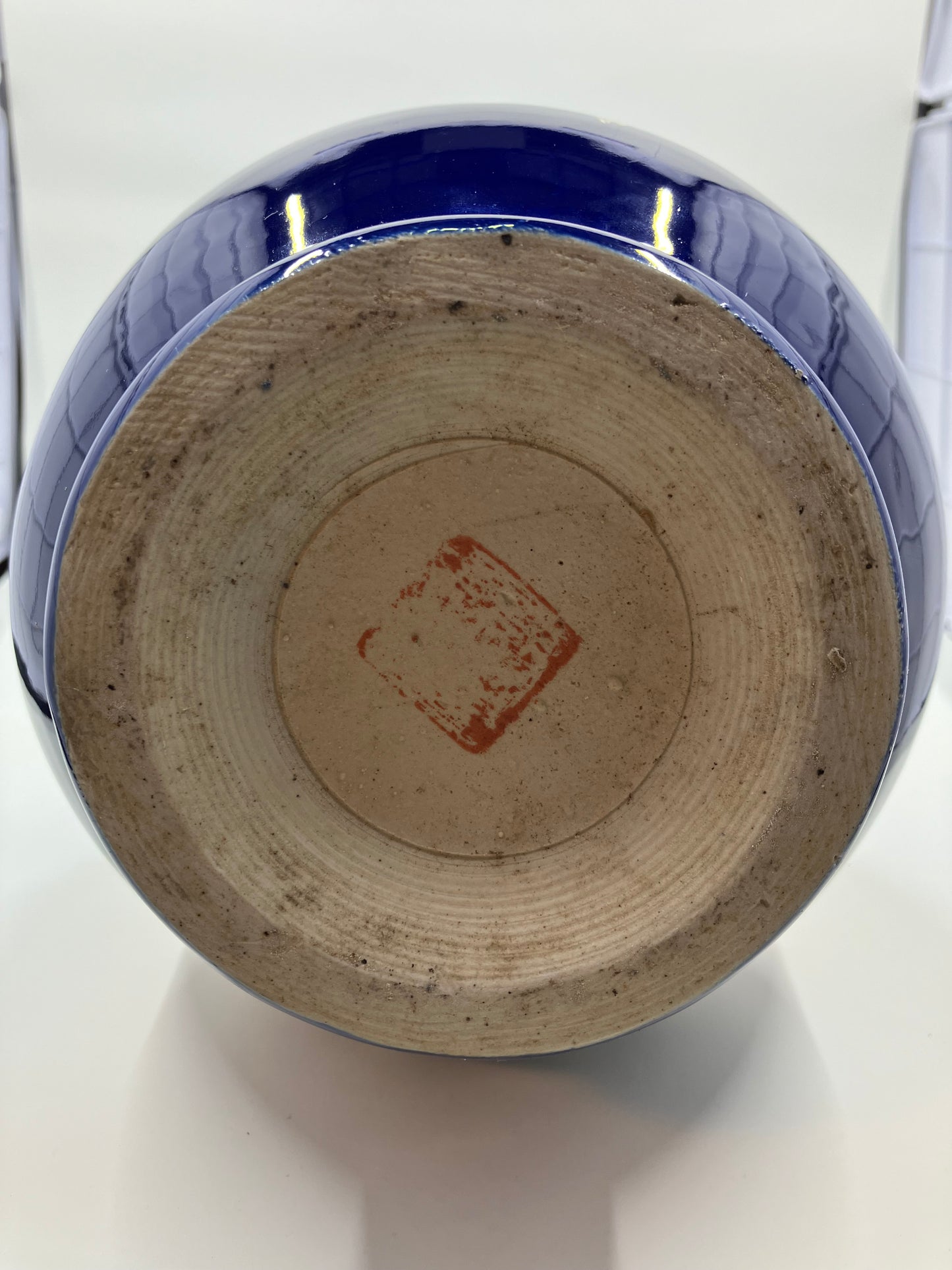 Chinese Monochrome Satsuma Blue Glaze Prunus Pattern Porcelain Vase