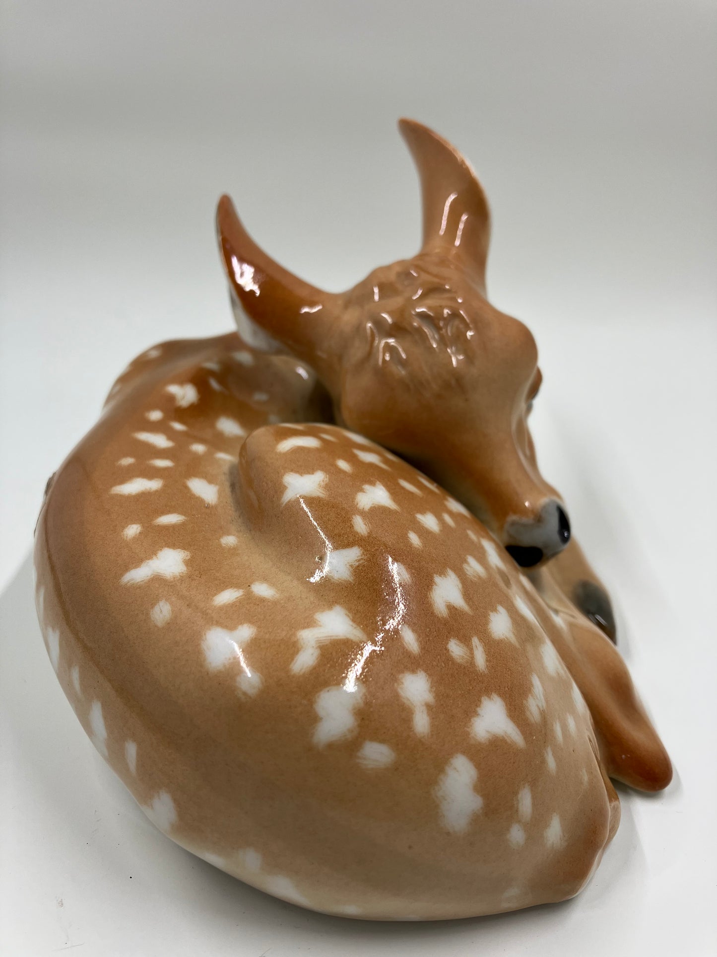 Vintage Lomonosov Russian USSR Porcelain Fawn Deer Figurine Beautiful Condition Paperwork attached