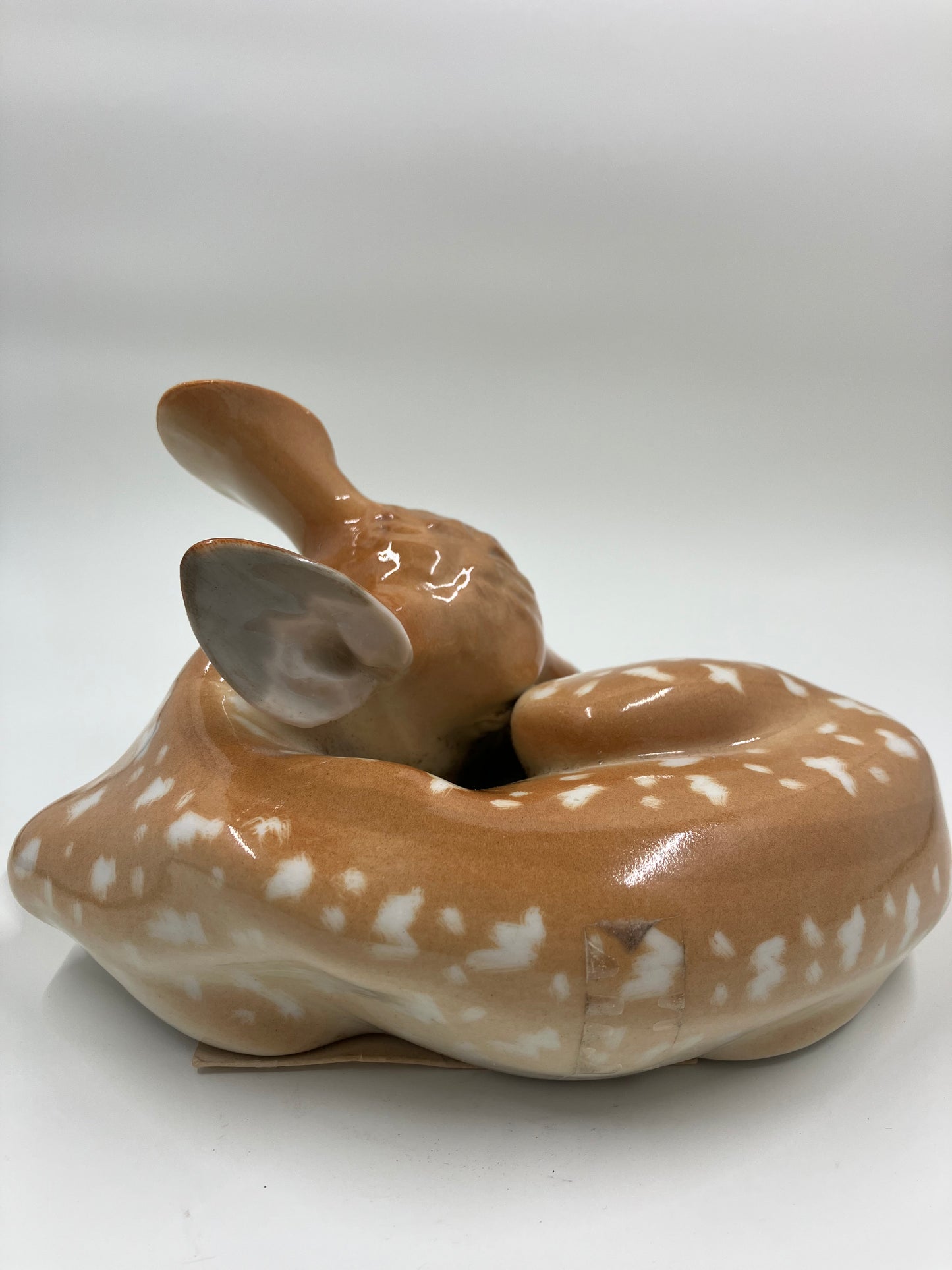 Vintage Lomonosov Russian USSR Porcelain Fawn Deer Figurine Beautiful Condition Paperwork attached