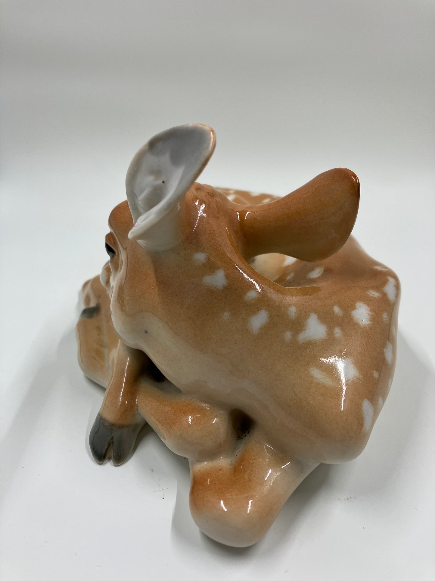 Vintage Lomonosov Russian USSR Porcelain Fawn Deer Figurine Beautiful Condition Paperwork attached