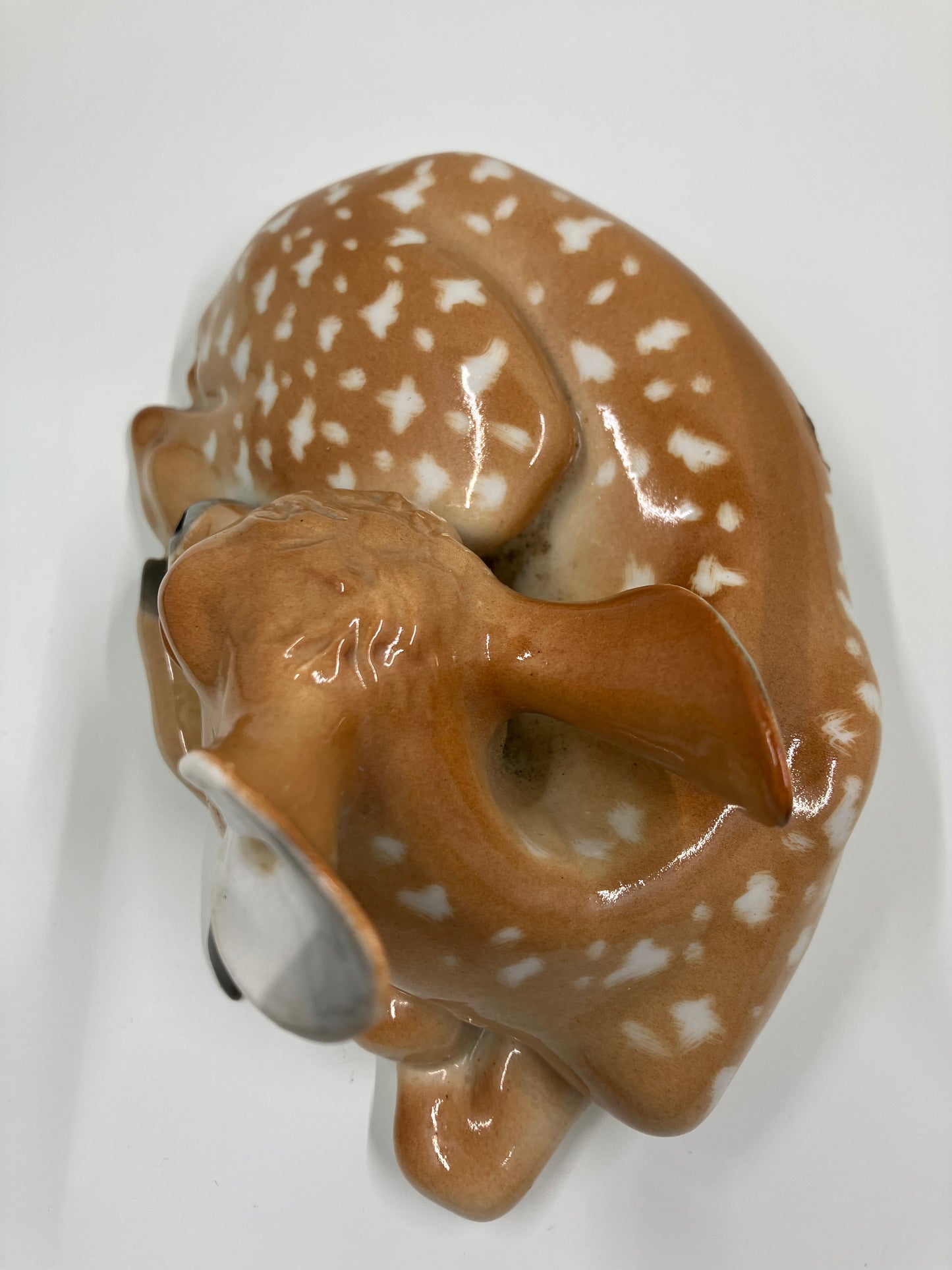 Vintage Lomonosov Russian USSR Porcelain Fawn Deer Figurine Beautiful Condition Paperwork attached