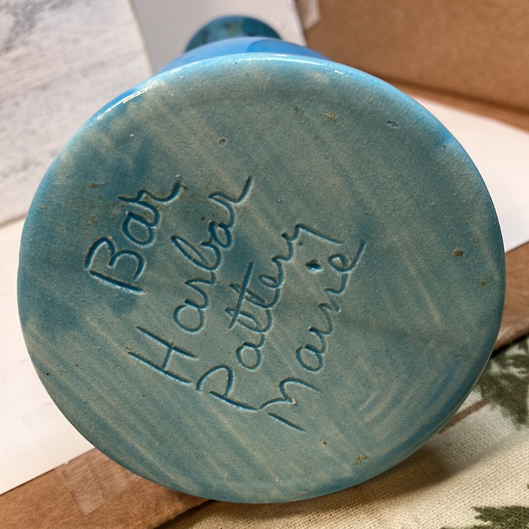 Studio Pottery Bar Harbor Pottery Made in Maine, Beautiful Blue, Purple, Green and Gold Glaze