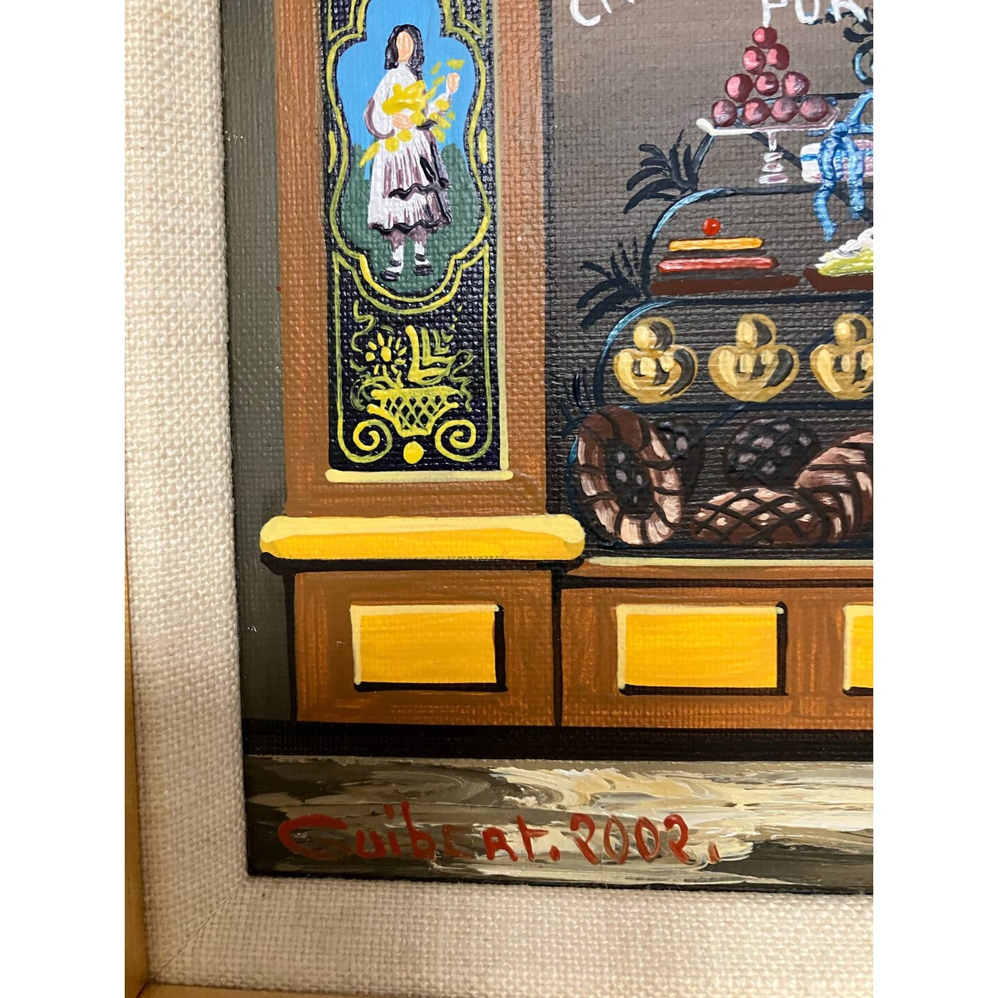 Framed French oil painting signed Guibert dated 2002, Set of 2