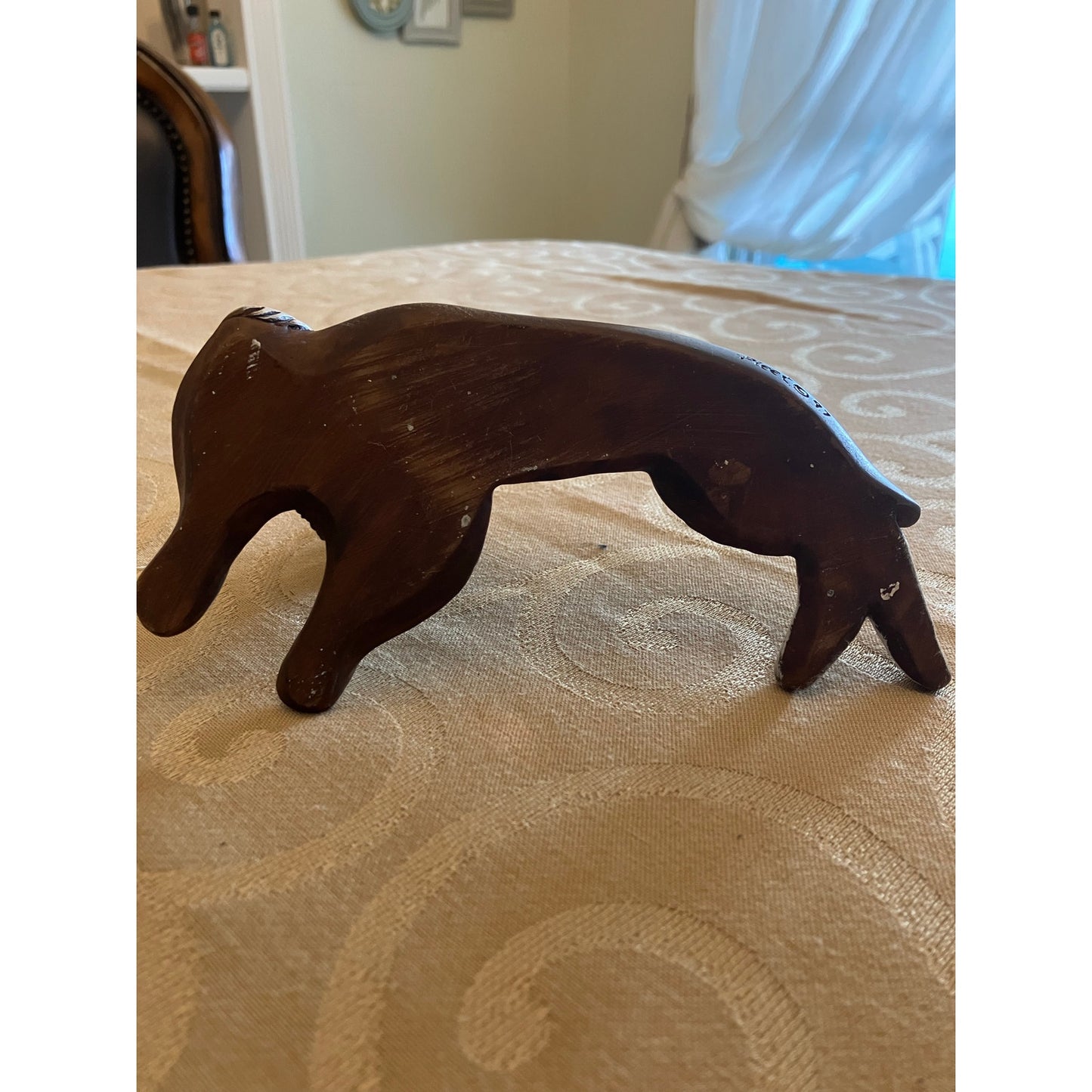 Resin Composite Spaniel Hound Dog, Artist Signed Pleet 1997, Brown & White, 7”x4”