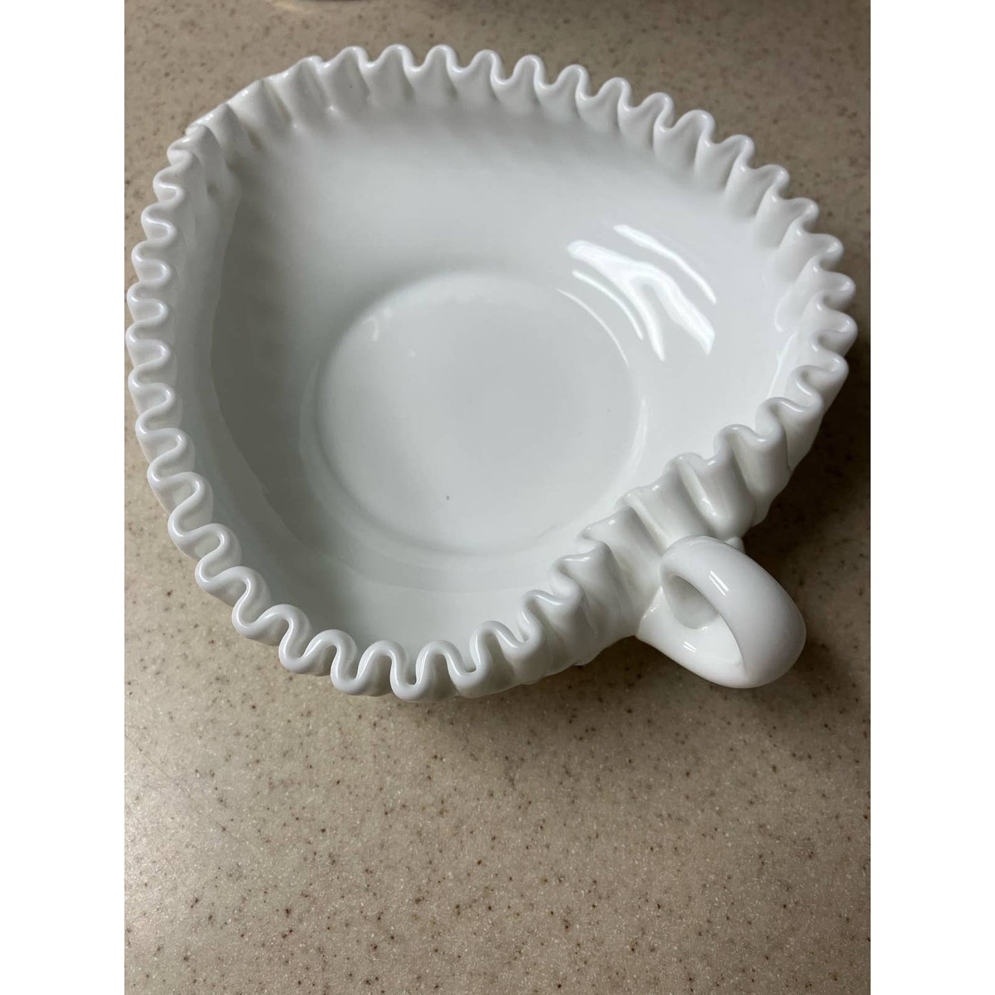 Fenton Milk Glass Hobnail Tight Crimped Edge Nappy