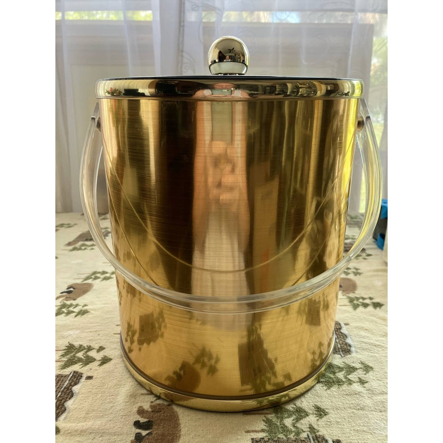 Mid-Century Modern Gold and Lucite Ice Bucket