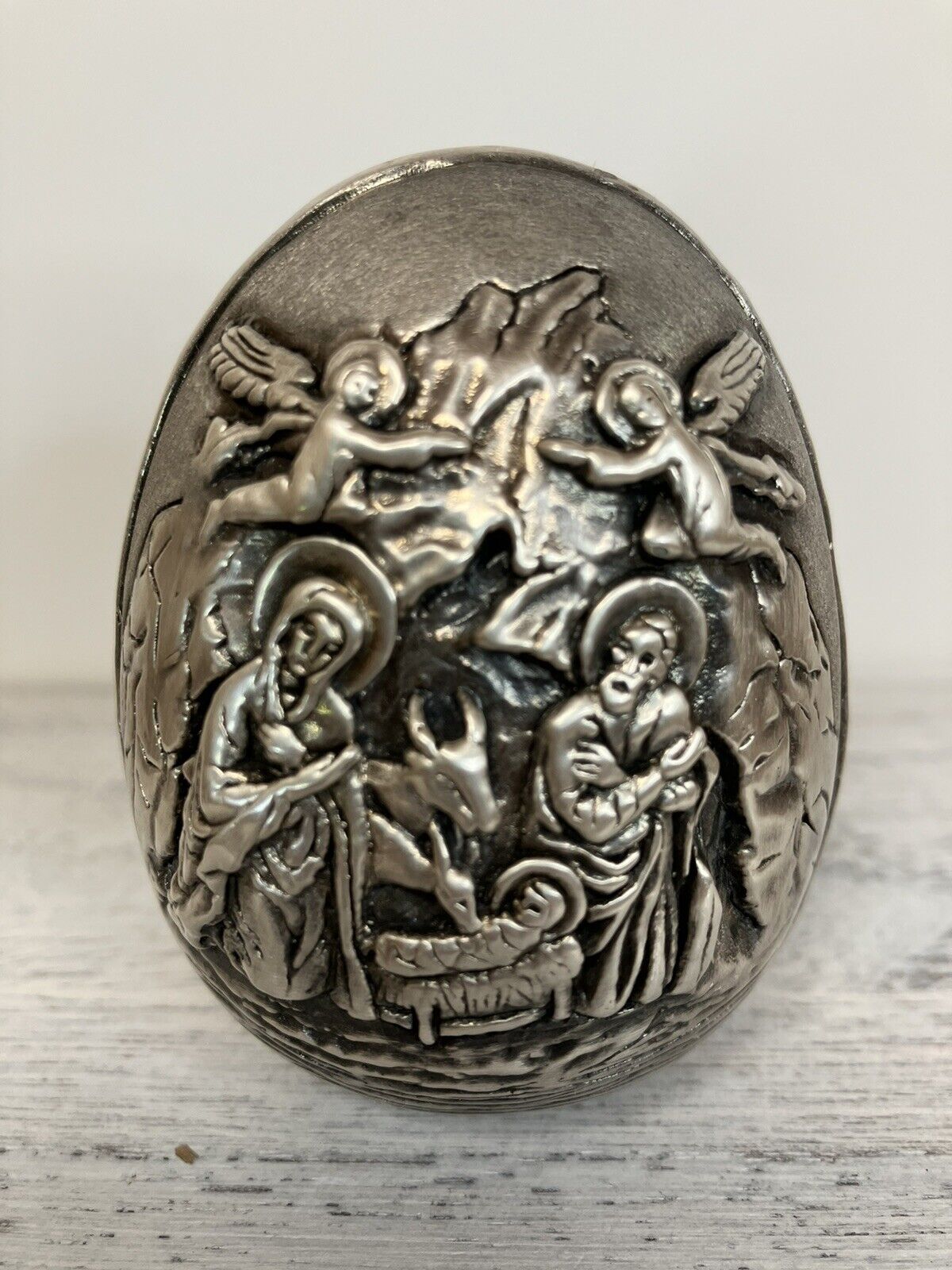 Silver Egg Marked .999 Religion, Weighs 7.7 Ounces, 218.291 Grams