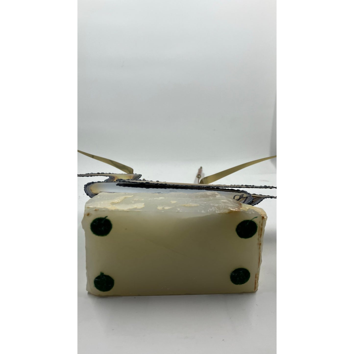 Brutalist Brass and Bronze Duck with  Copper Cattails on Onyx Base Signed John DeMott