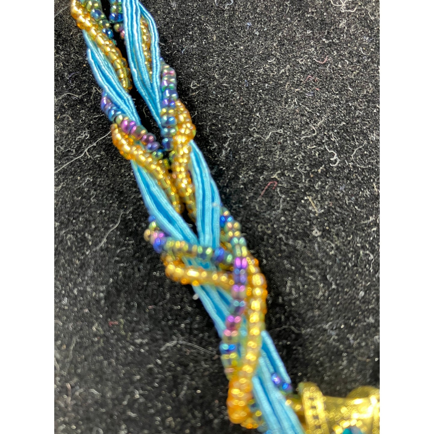 Vintage Bohemian Look Statement NecklaceTurquoise Boho Twist Woven Beaded Rope Chunky Chain With Rhinestone Pendant