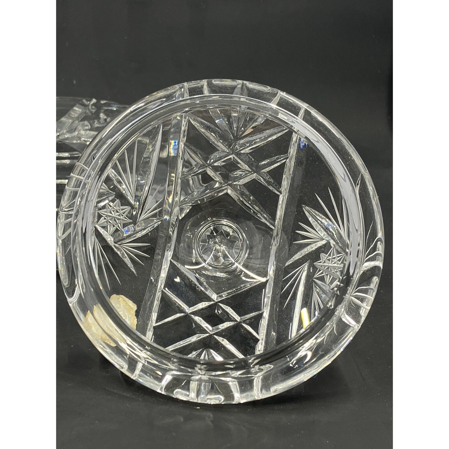 Genuine High Gloss Lead Crystal Mouth Blown All Hand Cut Vanity Jar