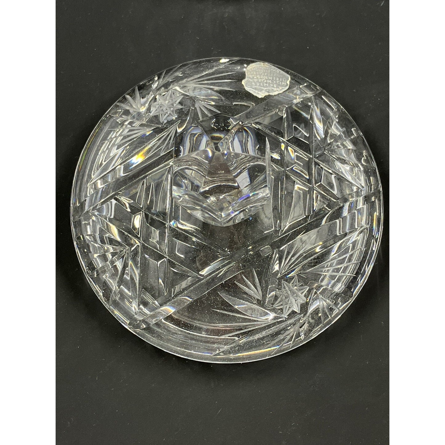 Genuine High Gloss Lead Crystal Mouth Blown All Hand Cut Vanity Jar