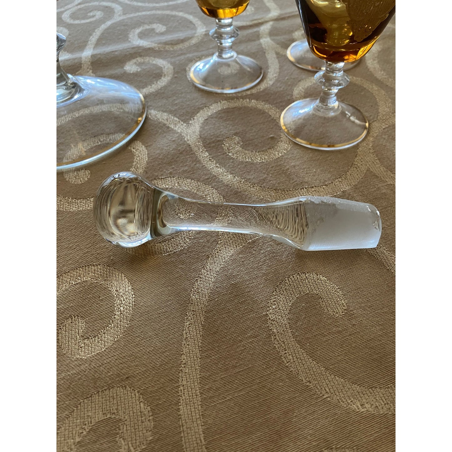 Murano Italian Blown Glass Sherry Decanter and Glasses Set Amber with Heavy Gold Overlay