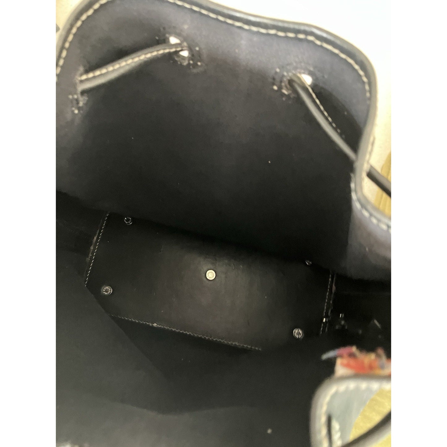 Vintage Black Signature Monogram DOONEY BOURKE Bucket Drawstring Cinch Bag