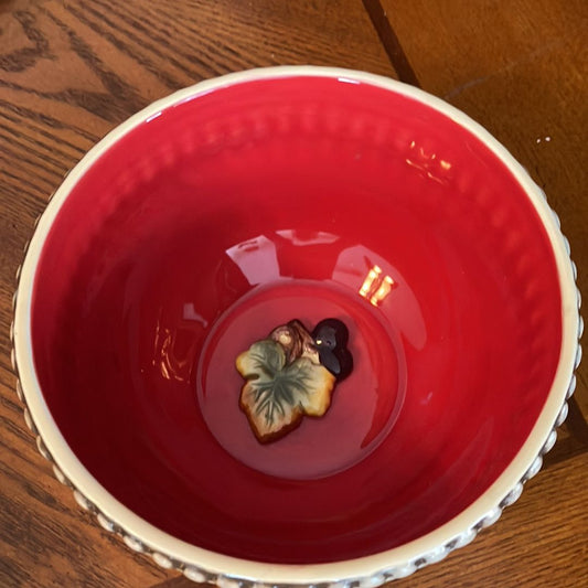 Grasslands Road Small Serving Dish with 3D Autumn Leaf on inside bottom