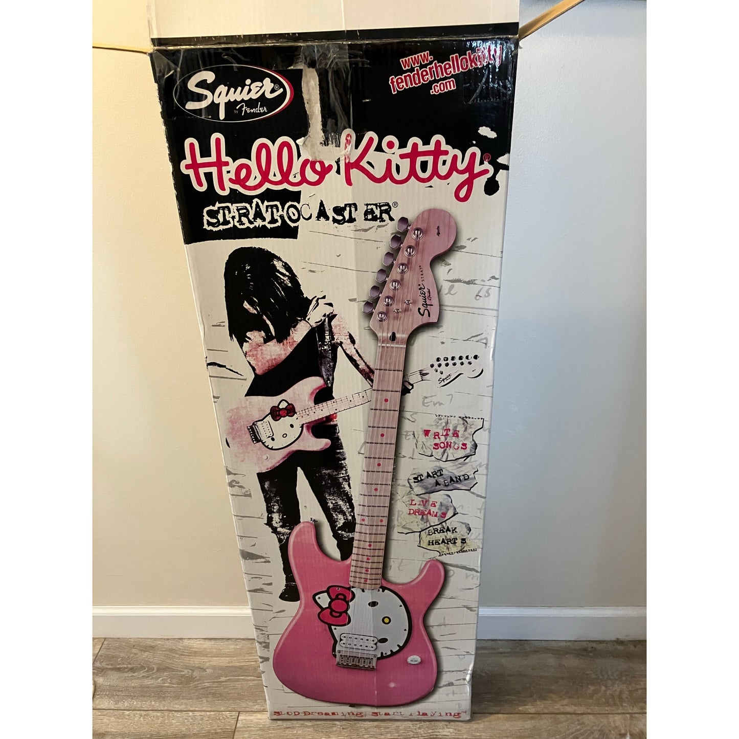2005 Squire Fender Hello Kitty Sanrio Licensed Stratocaster Electric Guitar, New Old Stock