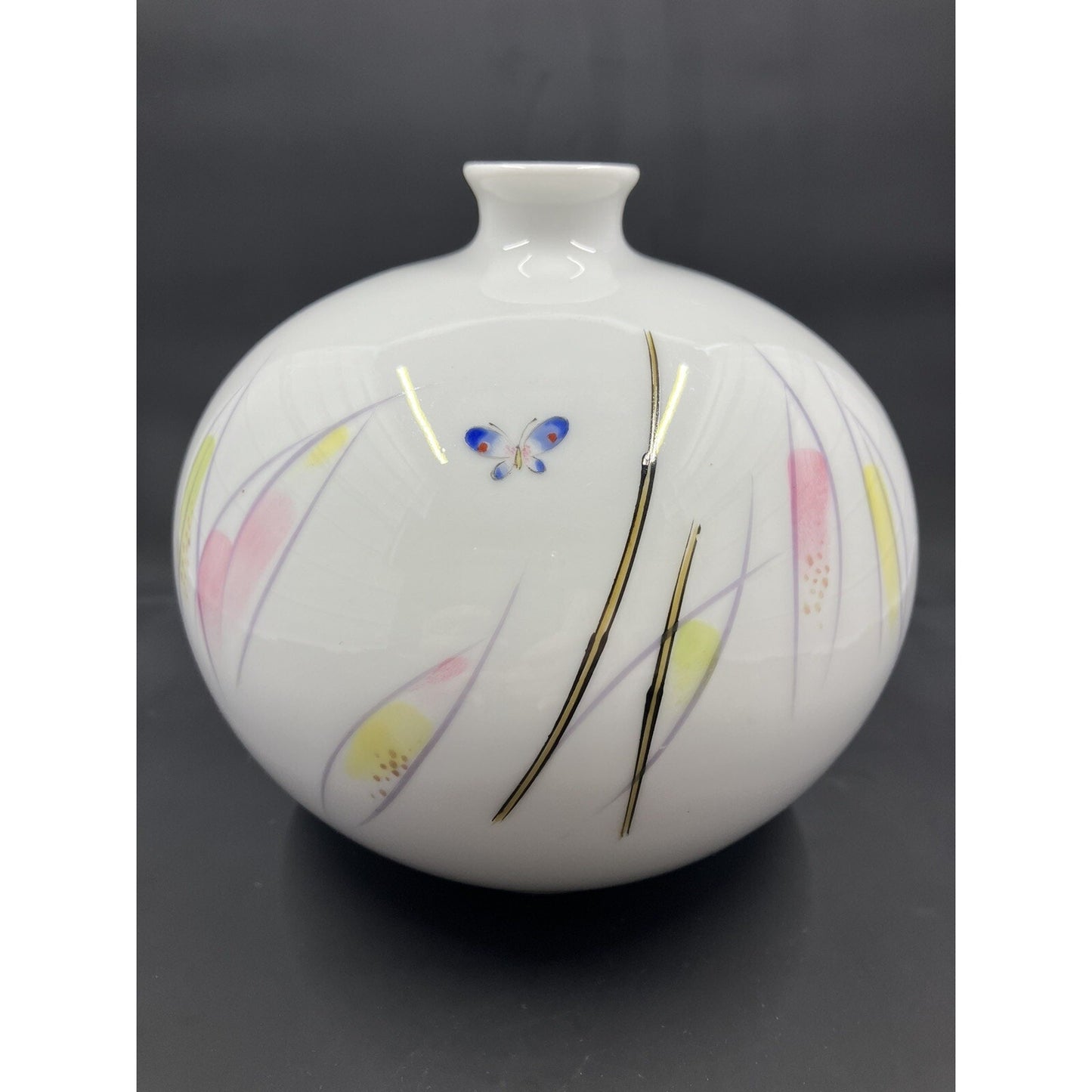 Rosenthal Porcelain HandPainted Butterfly Vase Germany 7447 H. Antique 5.25” Rd