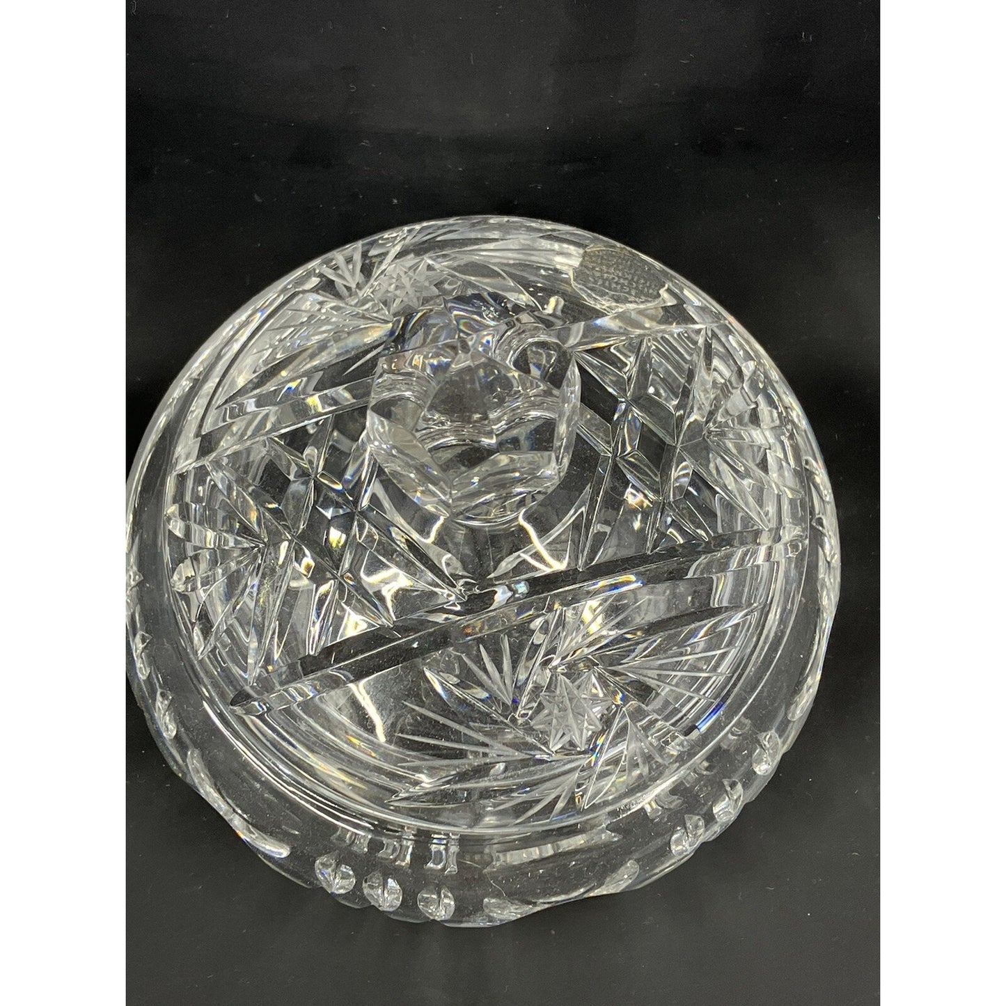 Genuine High Gloss Lead Crystal Mouth Blown All Hand Cut Vanity Jar