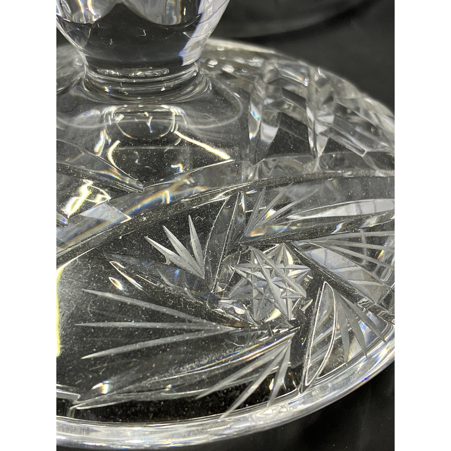 Genuine High Gloss Lead Crystal Mouth Blown All Hand Cut Vanity Jar