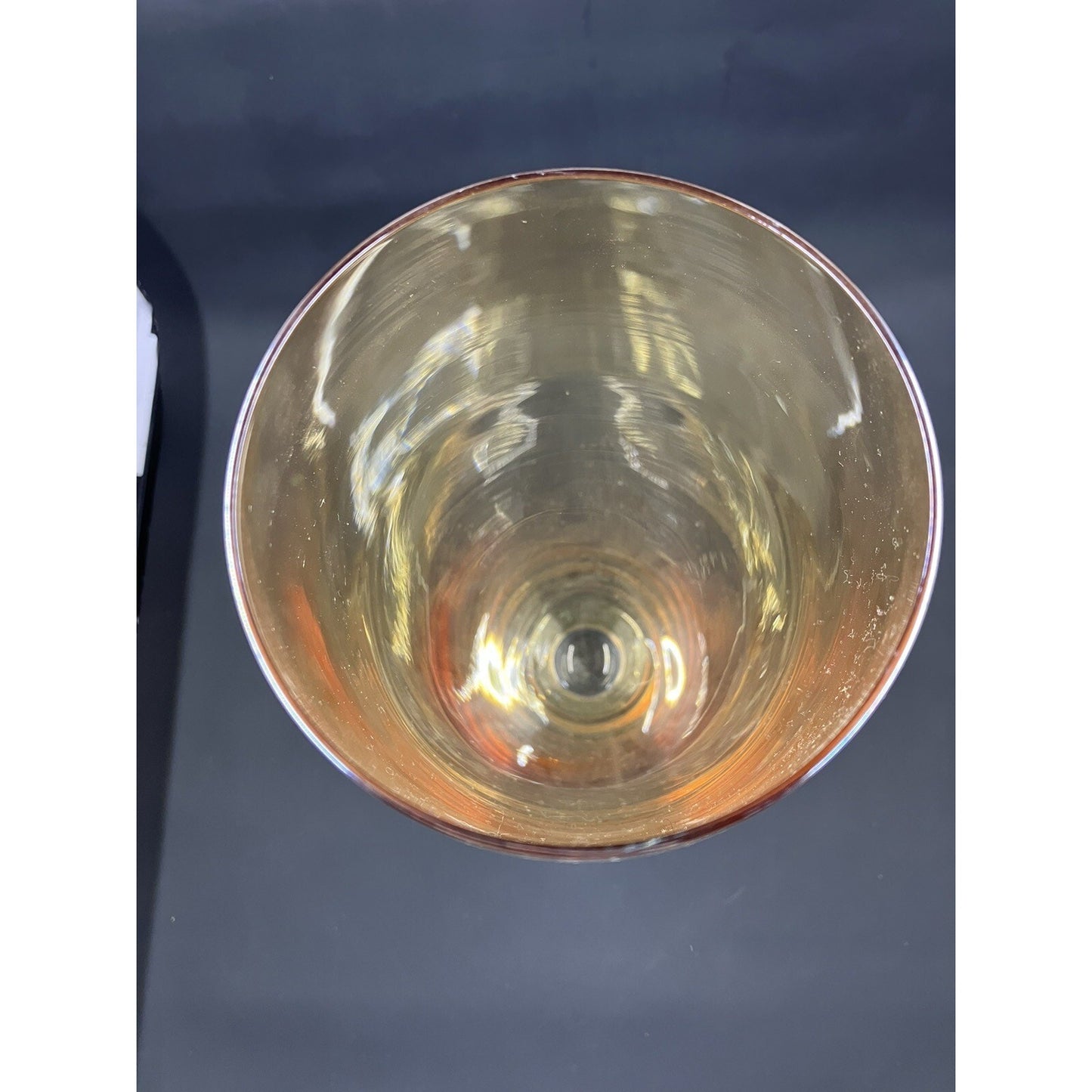 Vtg Empoli Italian Amber Iridescent Blown Glass Vase Footed MCM Mid Century 10"